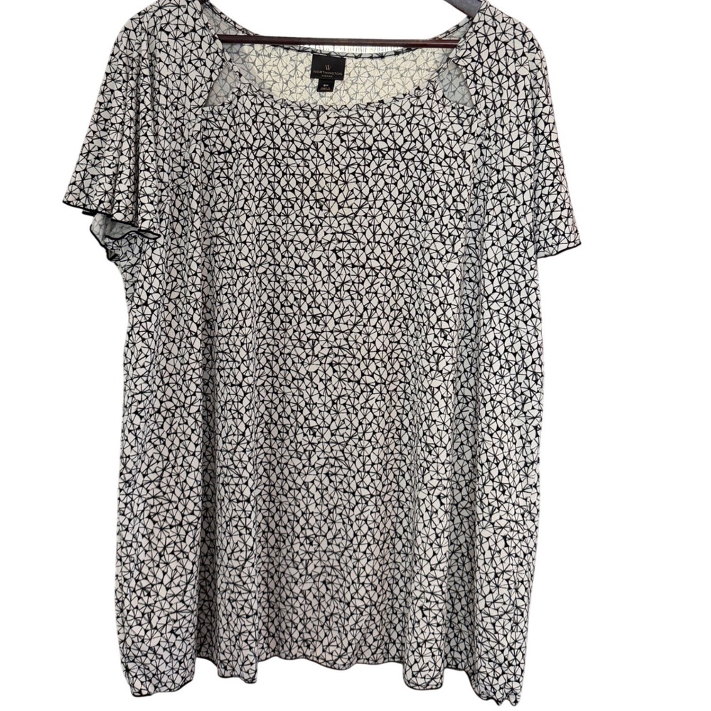 Geometric monochromatic flutter sleeve spring summer women's top chic Plus 2X - Picture 2 of 8